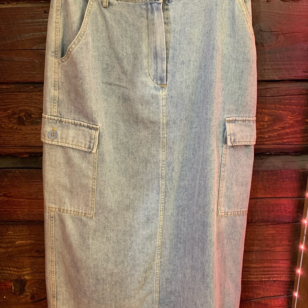 Denim Cargo Skirt with Pockets